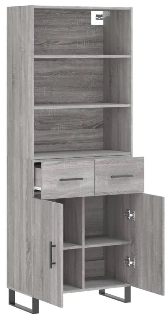 vidaXL Ντουλάπι Γκρι Sonoma 69,5 x 34 x 180 εκ. Επεξεργασμένο Ξύλο