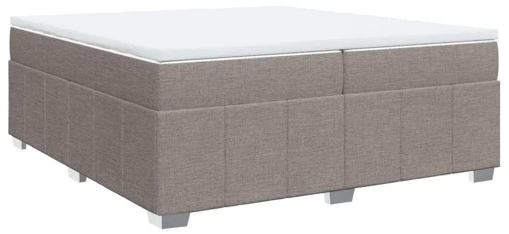 Κρεβάτι Boxspring με Στρώμα Taupe 200x200 εκ. Υφασμάτινο - Μπεζ-Γκρι