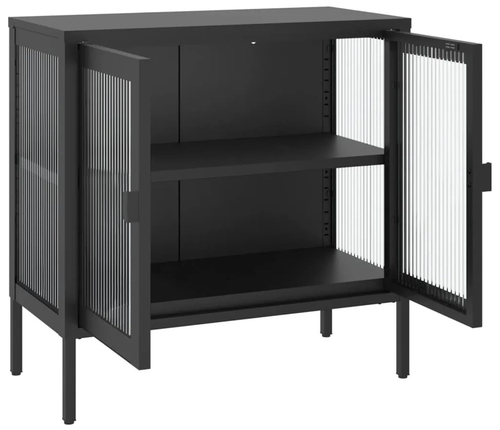 vidaXL Ντουλάπι Μαύρο 70 x 35 x 70 εκ. από Γυαλί και Ατσάλι