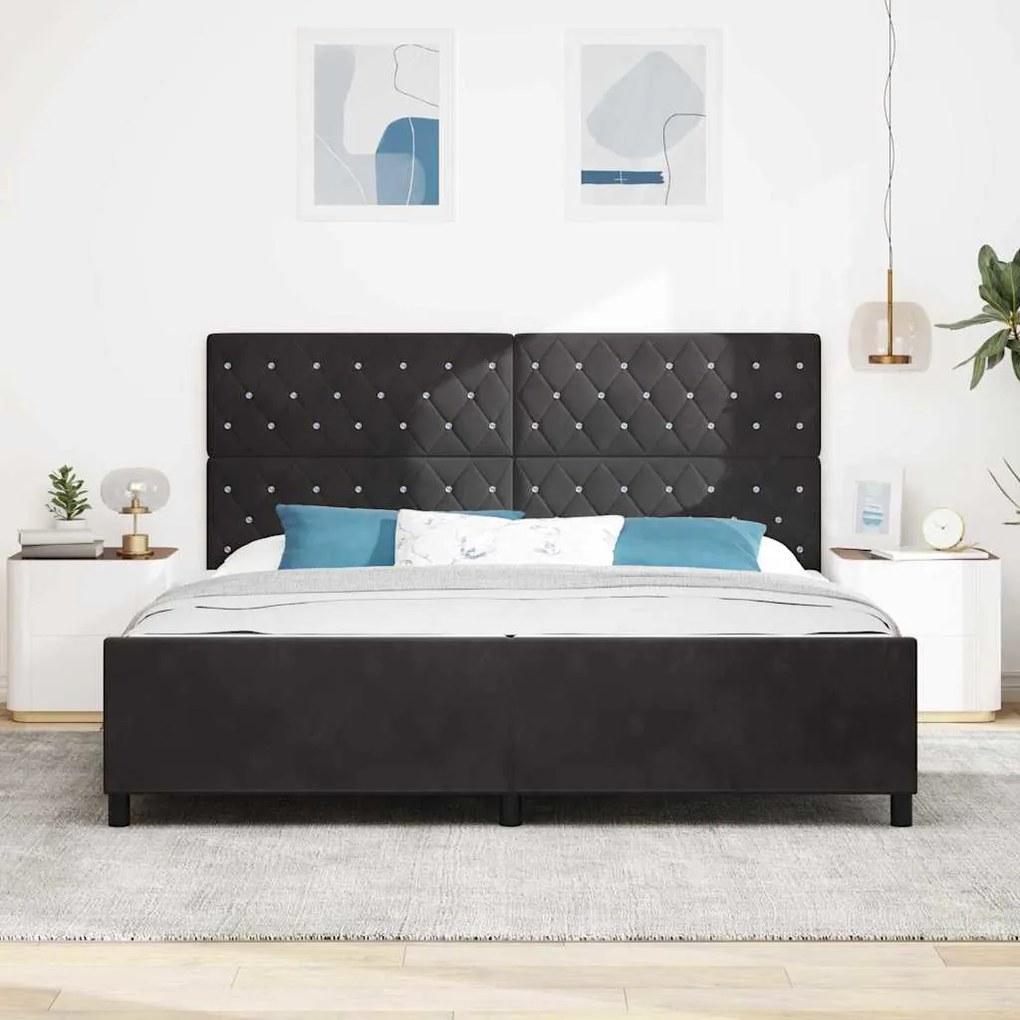 vidaXL Σκελετός Κρεβατιού με κεφαλάρι Μαύρο 200 x 200 cm Βελούδο