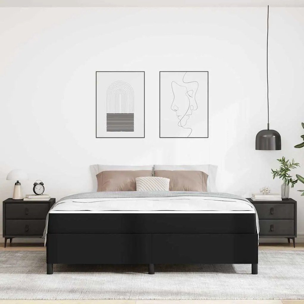 vidaXL Σκελετός κρεβατιού με στρώμα Μαύρο 180 x 200 cm Τεχνητό δέρμα