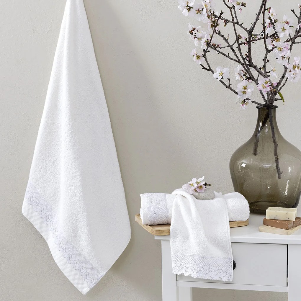 Πετσέτες Μπάνιου (Σετ 3τμχ) Nima Demur White 480gsm
