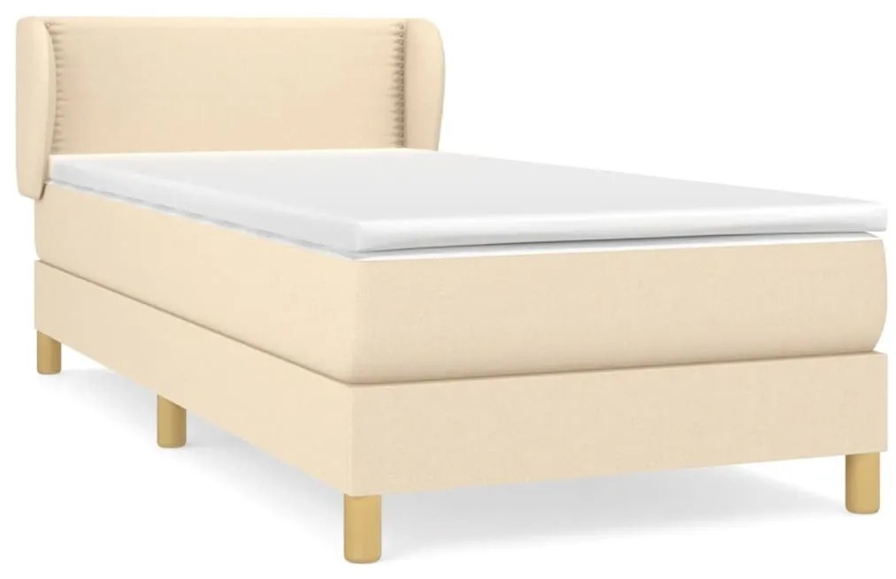 Κρεβάτι Boxspring με Στρώμα Κρεμ 90x200 εκ.Υφασμάτινο - Κρεμ