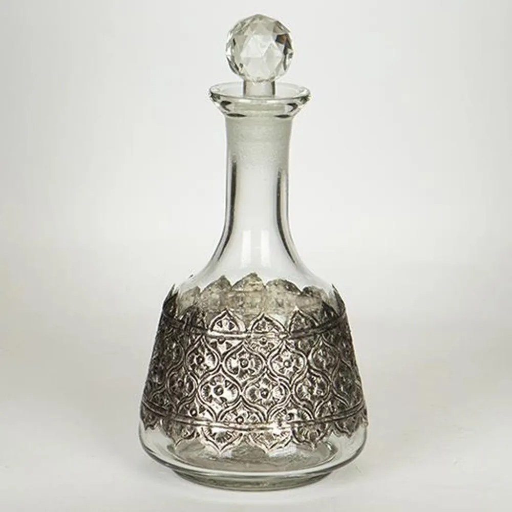 Διακοσμητική Καράφα Με Πώμα 752-10514 Φ13x24cm Clear-Silver Estheti Home Metal, Glass