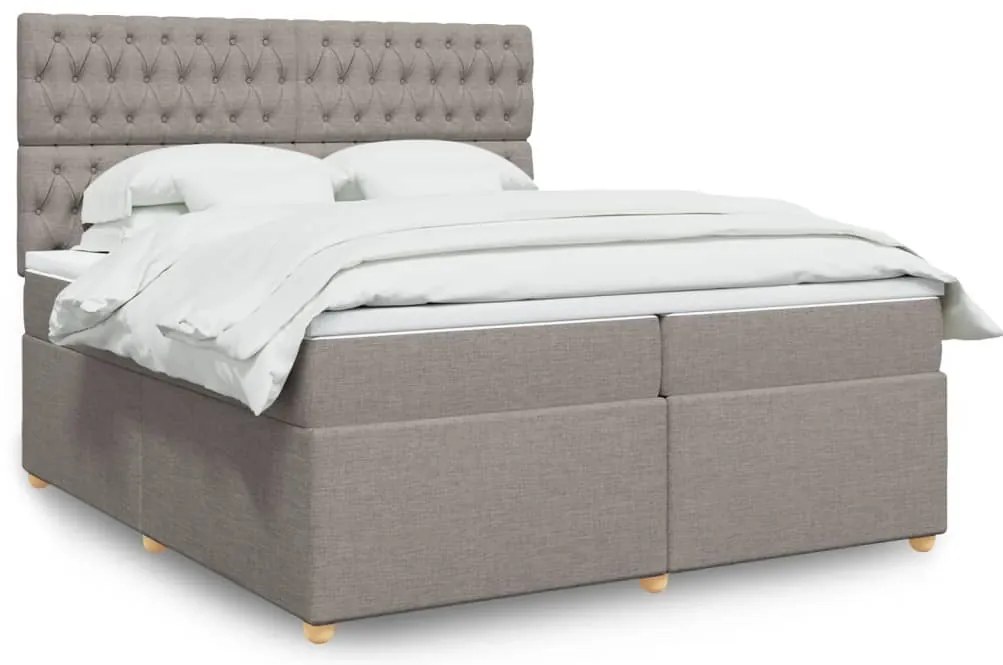 vidaXL Κρεβάτι Boxspring με Στρώμα Taupe 200x200 εκ. Υφασμάτινο