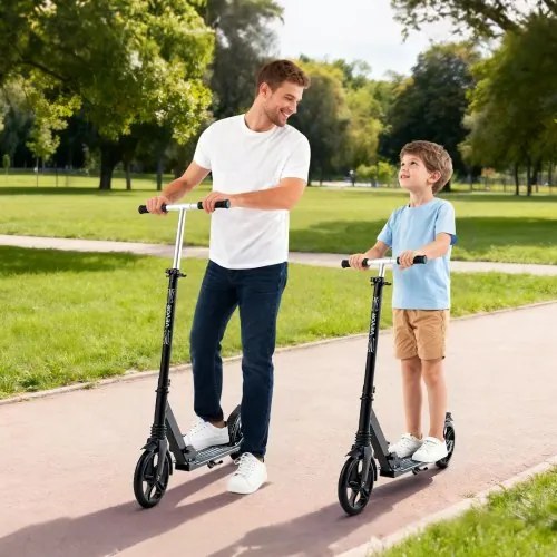 VEVOR Kick Scooter for Kids Ages 8+, Teens &amp; Adults, 2-Wheel Toddler Scooter with Adjustable Height Handlebar, Wide Anti-Slip Deck, Foldable Lightweight Frame for Boys &amp; Girls up to 99.8 kg, Black