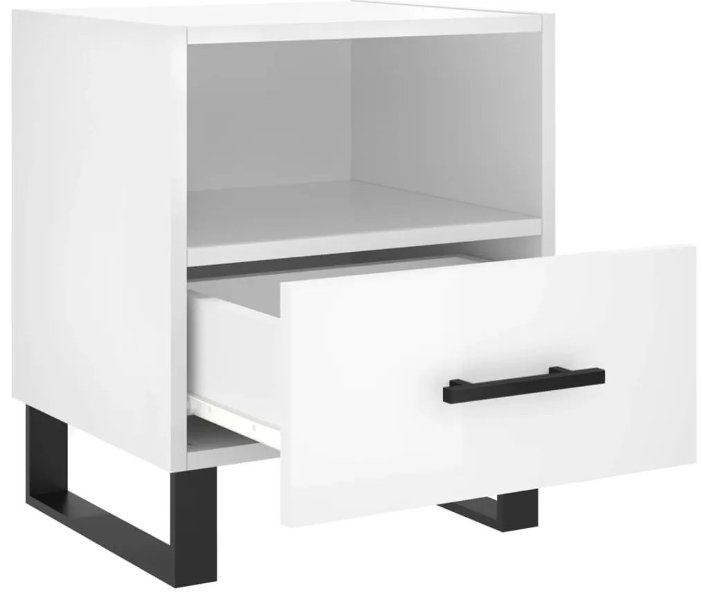 vidaXL Κομοδίνα 2 τεμ. Γυαλ. Λευκό 40x35x47,5 εκ. Επεξεργασμένο Ξύλο