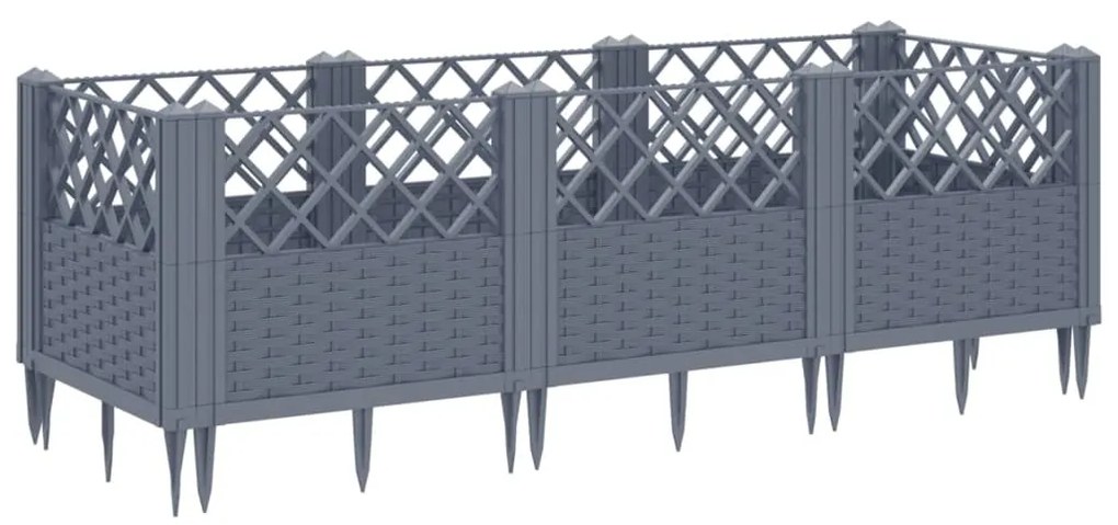 vidaXL Ζαρντινιέρα με Πασσάλους Μπλε Γκρι 123,5x43,5x43,5εκ. Πολυπροπυλένιο