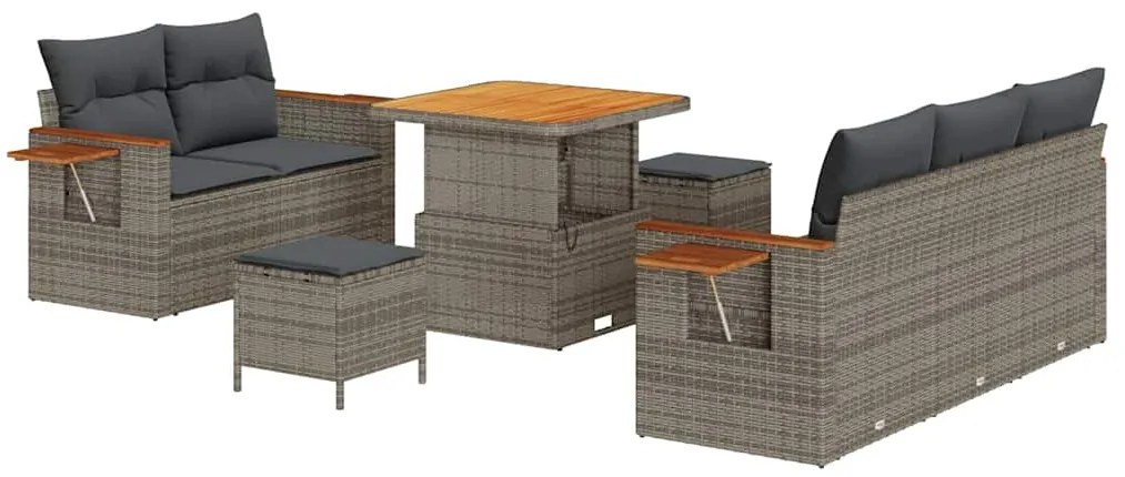 vidaXL Σετ Καναπέ Κήπου με μαξιλάρι 10 pcs Γκρι συνθετικό ρατάν