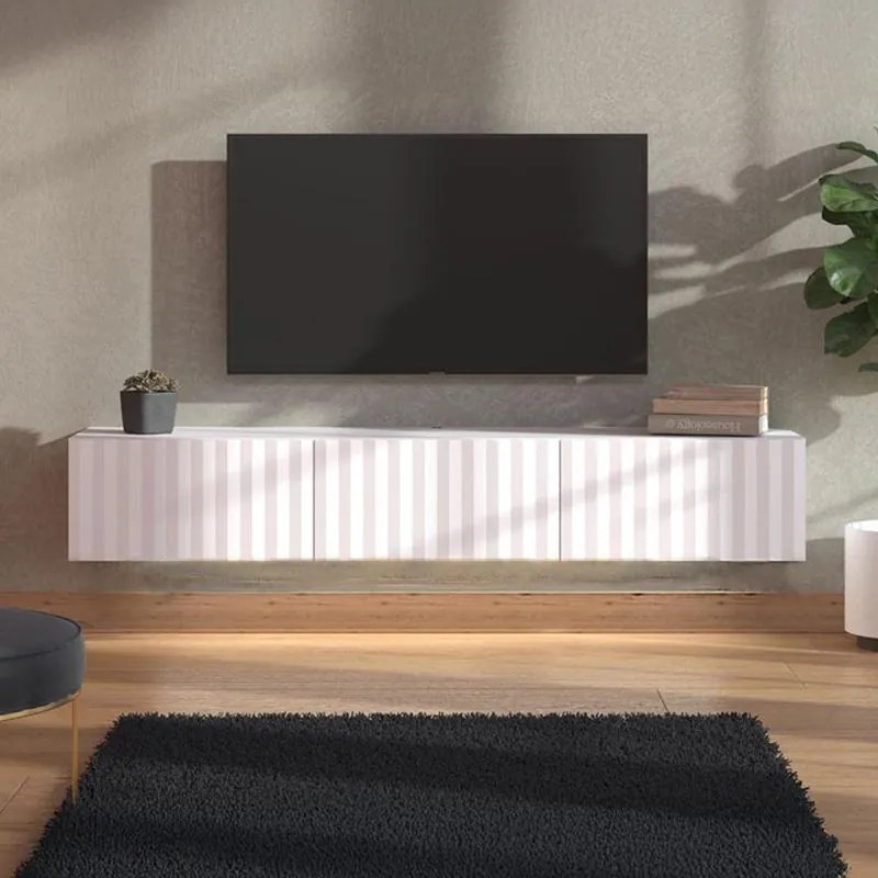 Έπιπλο Τηλεόρασης Antibes 192 3K3V Κρεμαστό Λευκό - Λευκό Ματ 192x42x32 εκ. 192x42x32 εκ.