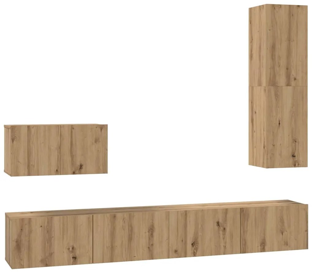 vidaXL Τηλεοπτική Κάβα Τοίχου 4 pcs artisan δρυς Μέγεθος: Μεσαίο