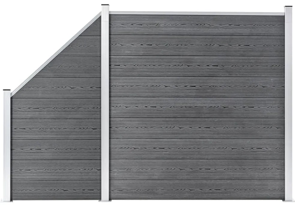 vidaXL Πάνελ Περίφραξης 1 Τετράγωνο + 1 Κεκλιμένο Γκρι 273x186 εκ. WPC