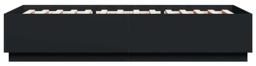 Πλαίσιο Κρεβατιού με LED Μαύρο 100 x 200 εκ. Επεξεργ. Ξύλο - Μαύρο