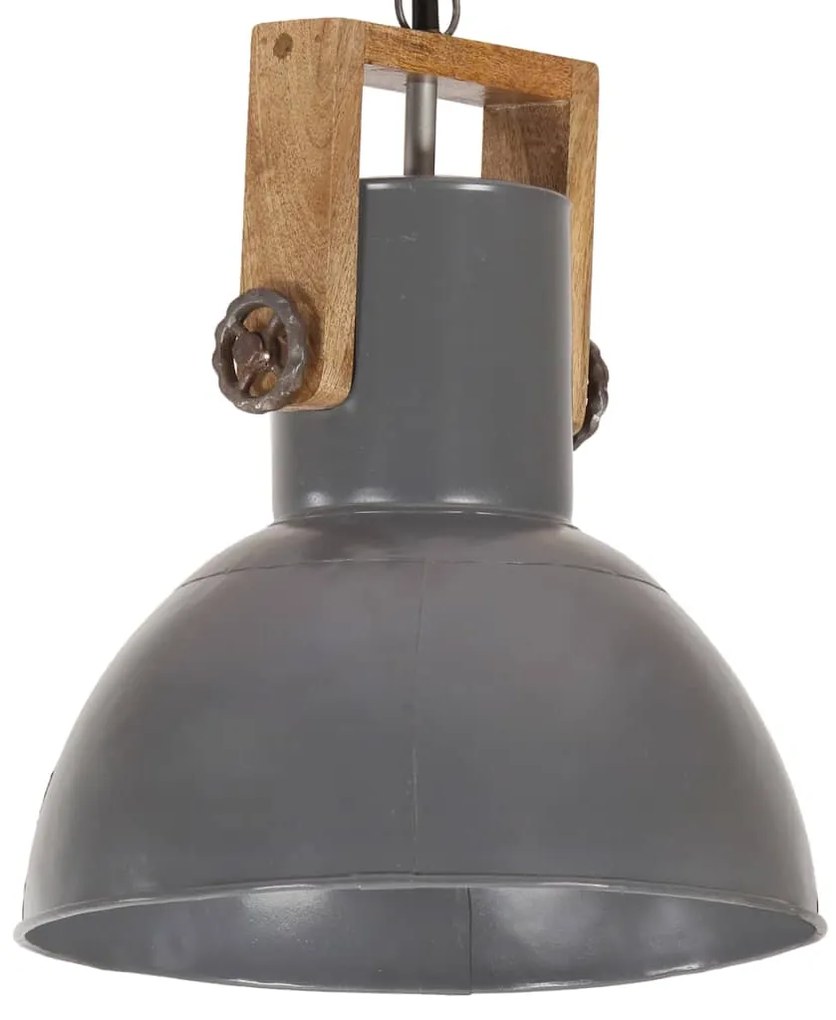 vidaXL Φωτιστικό Industrial Στρογγυλό 25 W Γκρι 32 εκ. Ξύλο Μάνγκο Ε27