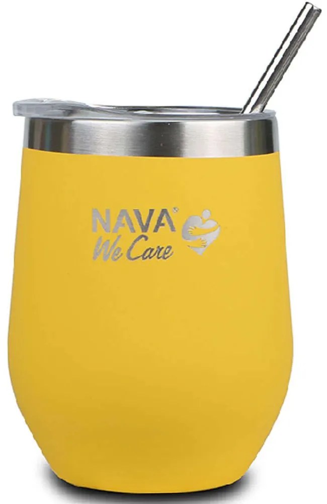 Ποτήρι - Θερμός Με Καλαμάκι We Care 10-262-103 Φ9x14cm 360ml Yellow Nava