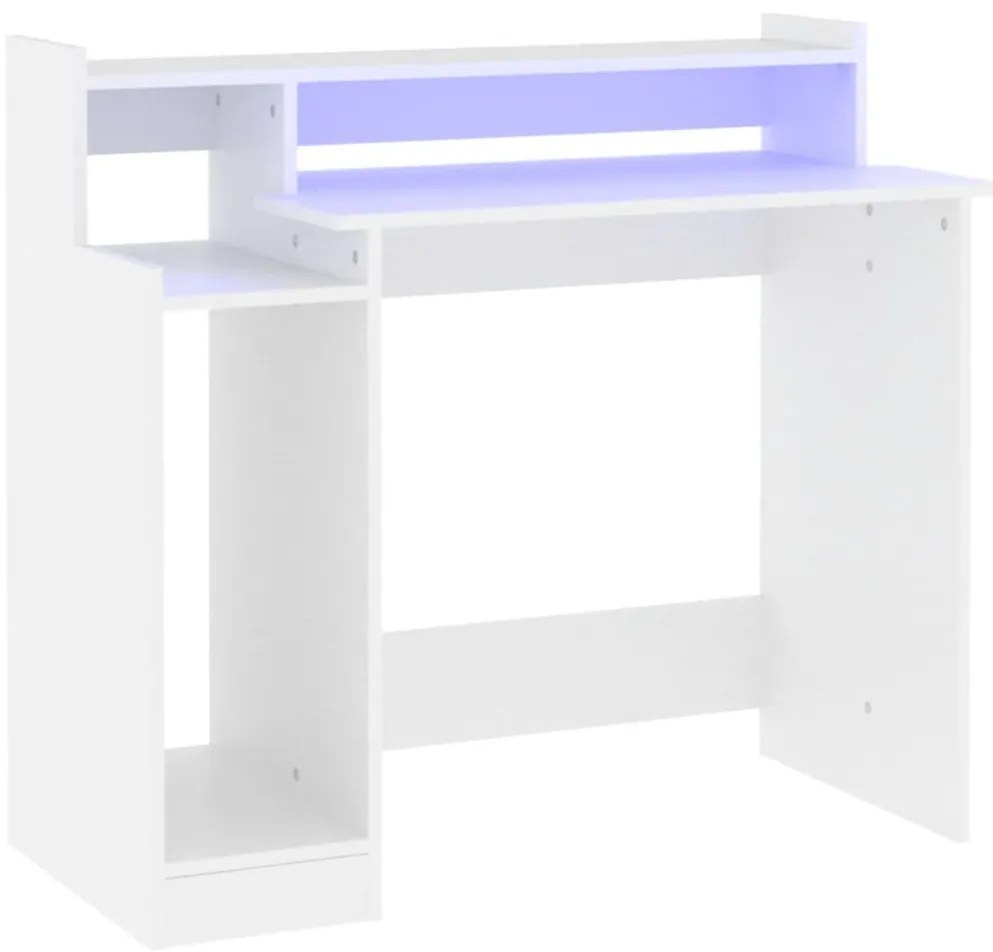 vidaXL Γραφείο με LED Λευκό 97 x 45 x 90 εκ. από Επεξεργασμένο Ξύλο