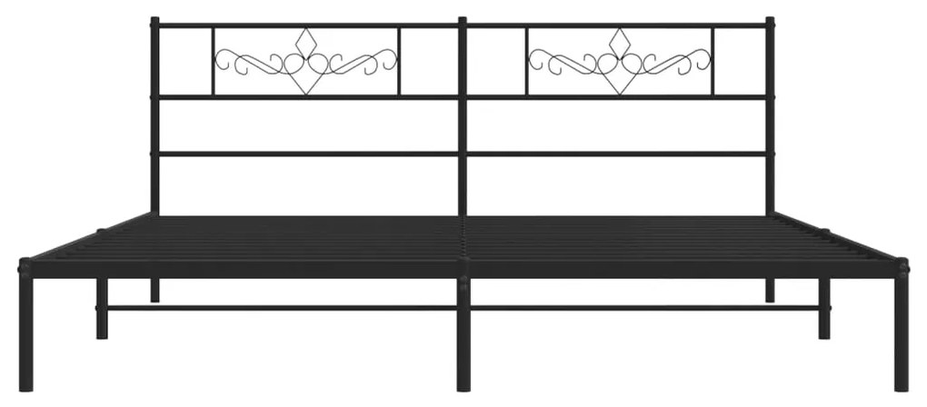 vidaXL Πλαίσιο Κρεβατιού με Κεφαλάρι Μαύρο 193 x 203 εκ. Μεταλλικό