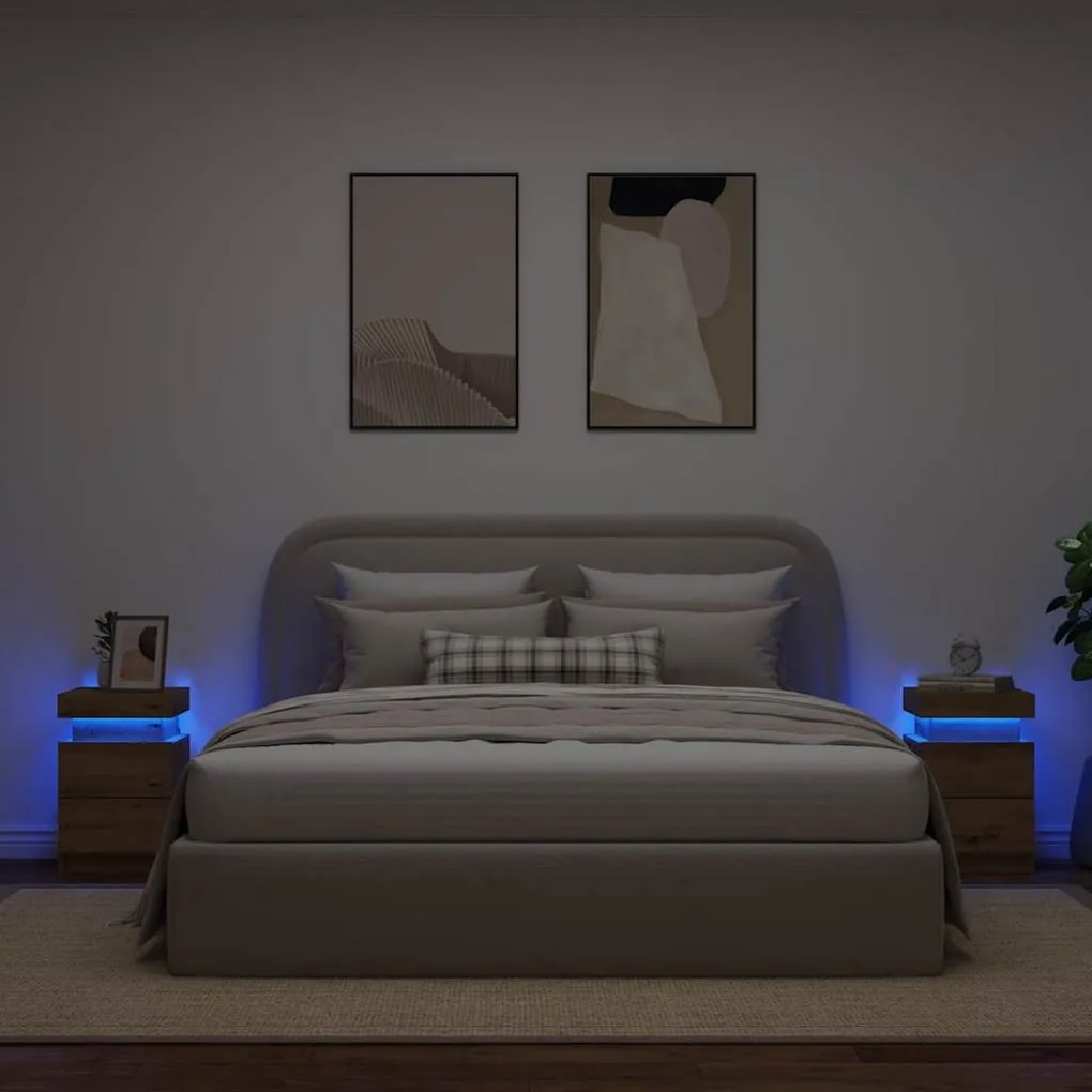 vidaXL Κομοδίνα 2 τεμ. Αρτισιανή Δρυς 35x39x55 εκ. από Επεξεργ. Ξύλο