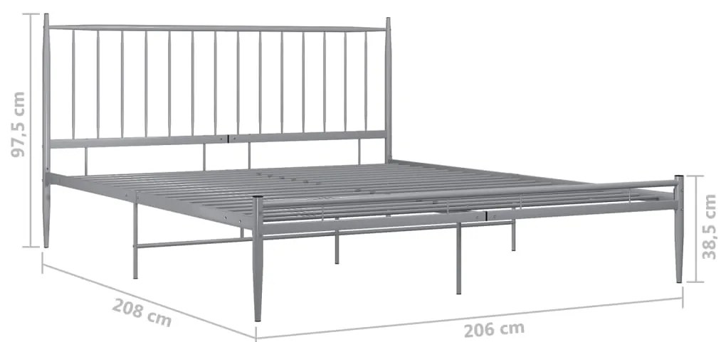 vidaXL Πλαίσιο Κρεβατιού Γκρι 200 x 200 εκ. Μεταλλικό
