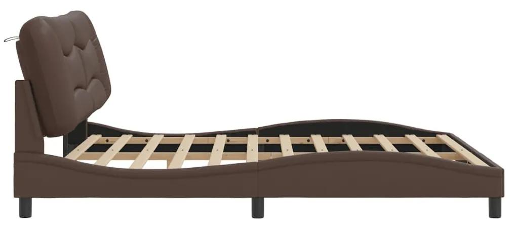 Πλαίσιο Κρεβατιού με Κεφαλάρι Καφέ 180x200 εκ. Συνθετικό Δέρμα - Καφέ