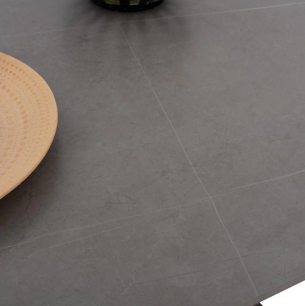 ΤΡΑΠΕΖΙ ΤΡΑΠΕΖΑΡΙΑΣ SYNTEC SINTERED STONE ΓΚΡΙ ΜΕΤΑΛΛΙΚΑ ΠΟΔΙΑ 160x90x75Υεκ.