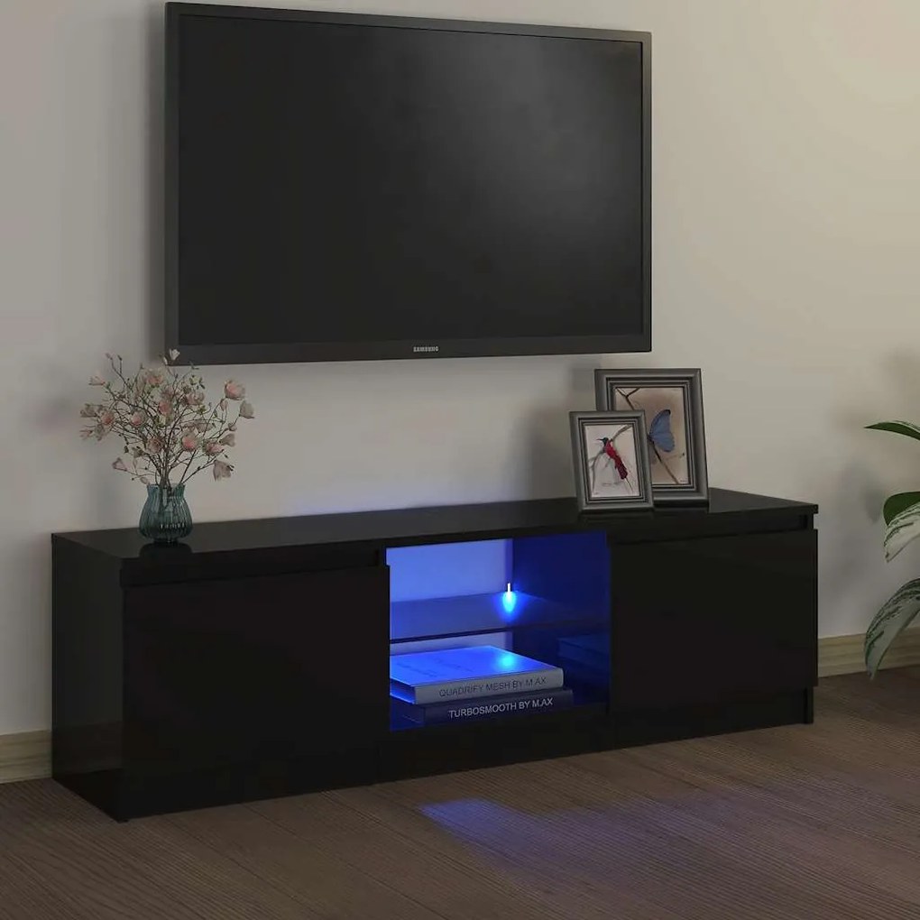 vidaXL Έπιπλο Τηλεόρασης με LED Μαύρο 120 x 30 x 36 εκ.