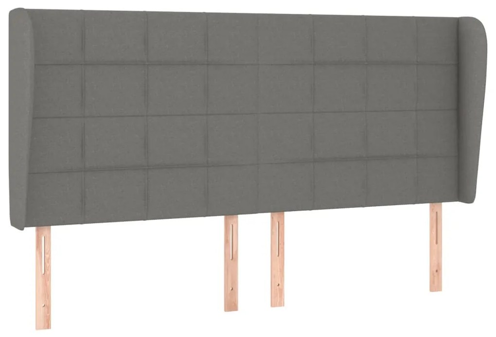 Κεφαλάρι με Πτερύγια Σκούρο Γκρι 163x23x118/128 εκ. Υφασμάτινο 3117963