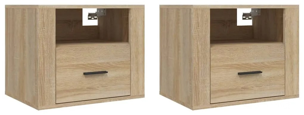 vidaXL Κομοδίνα Επιτοίχια 2 τεμ. Sonoma Δρυς 50x36x40 εκ.
