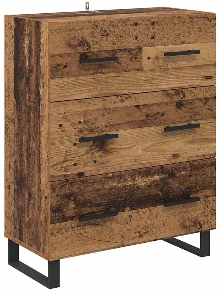 vidaXL Highboard με συρτάρι 2 pcs Παλιό Ξύλο Σύνθετο Ξύλο και Γυαλί