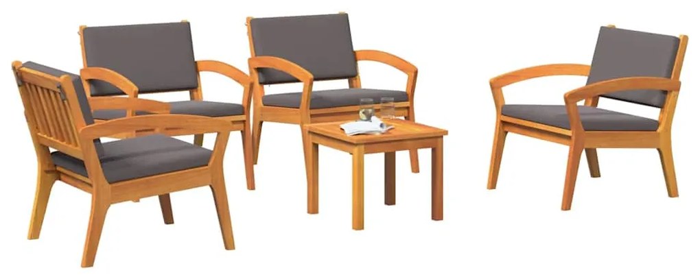 vidaXL Σετ μπιστρό 5 pcs Καφέ 45 x 45 x 38 εκ. Μασίφ ξύλο ακακίας