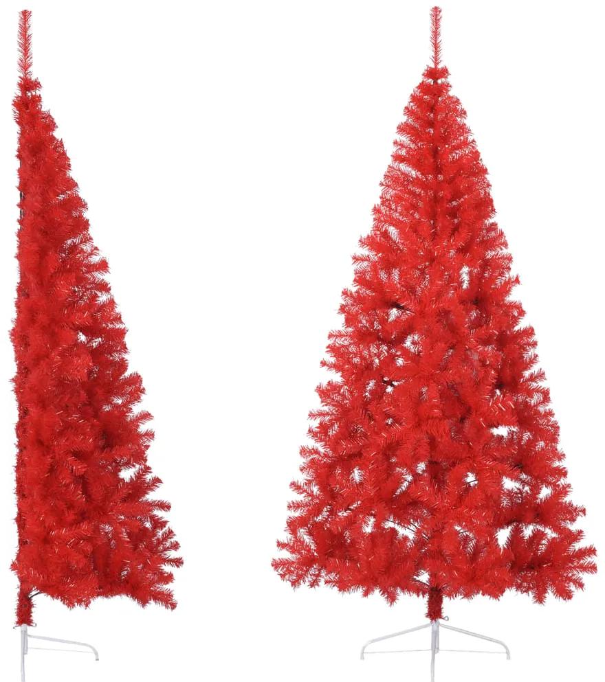 vidaXL Χριστουγεννιάτικο Δέντρο Τεχνητό Μισό & Βάση Κόκκινο 240 εκ PVC