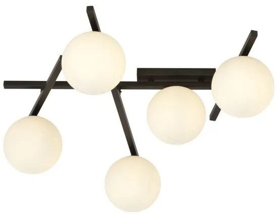 Φωτιστικό Οροφής 5xE14 Ατσάλι-Γυαλί Μαύρο SMART Made in Poland Emibig-1103/5-Λευκό 1103/5