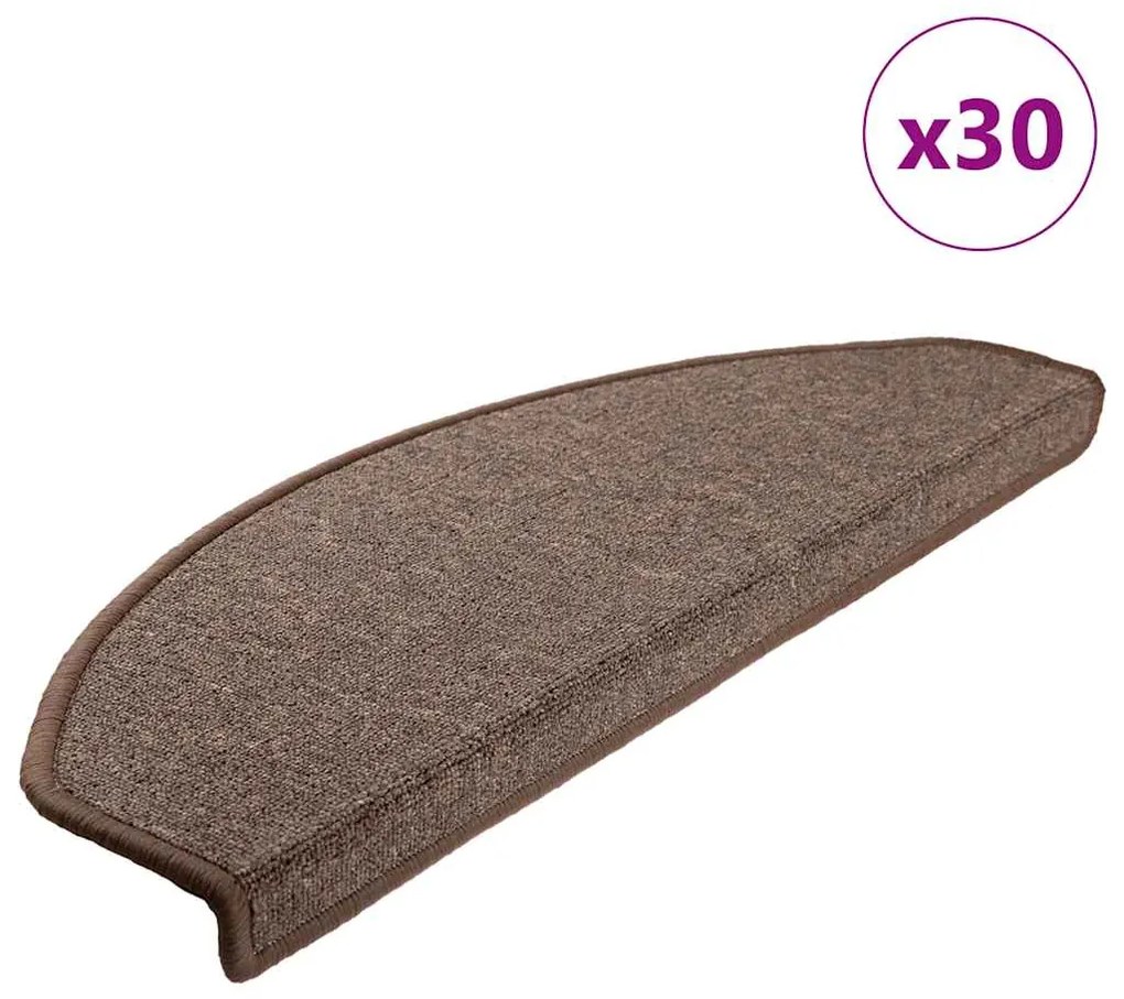 vidaXL Πατάκια Σκαλοπάτια 30 τεμ. 65x24x4 εκ. Καφέ Καφέ Ημίστρογγυλά Μεγάλα