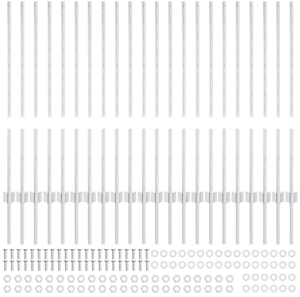 vidaXL Πό posts φράχτη 44 pcs Ασημί Κανονικός Γαλβανισμένο ατσάλι