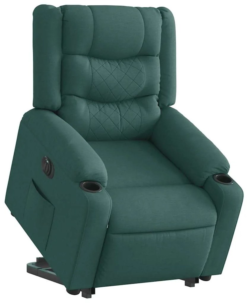Πολυθρόνα Ηλεκ. Ανακλ. Ανύψωση Σκ. Πράσινο Υφασμάτινη