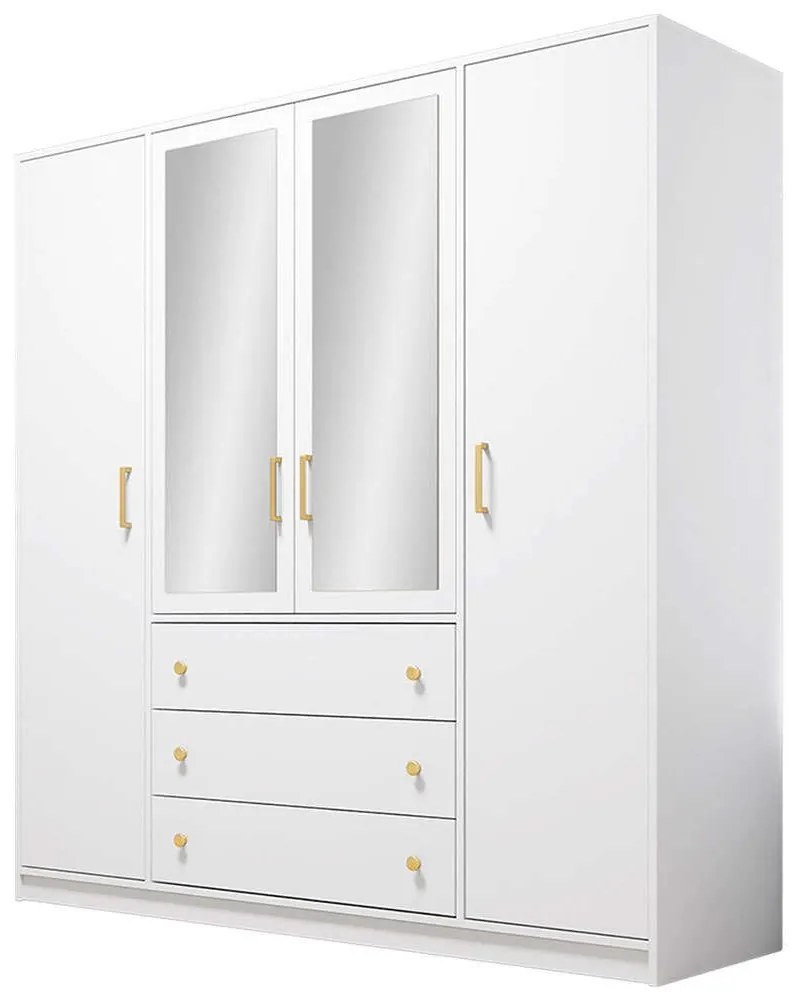 Ντουλάπα Τετράφυλλη Retro D4 Lux 162717159 196x58x200cm White-Gold Four Door