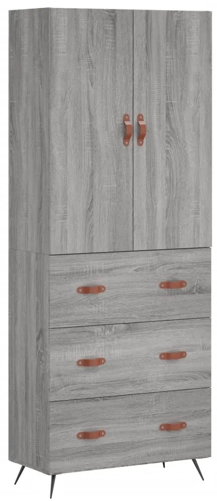 vidaXL Ντουλάπι Γκρι Sonoma 69,5 x 34 x 180 εκ. Επεξεργασμένο Ξύλο