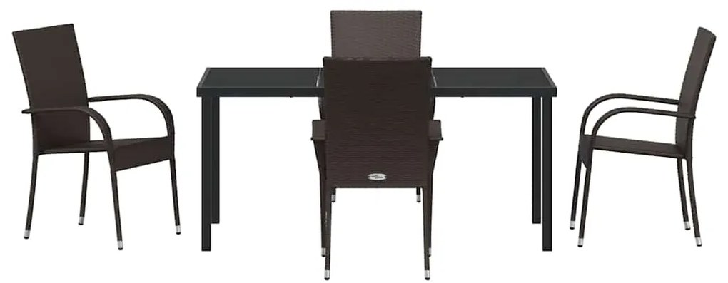 vidaXL Σέτ φαγητού για κήπο 5 pcs Καφέ Χάλυβας με επίστρωση πούδρας