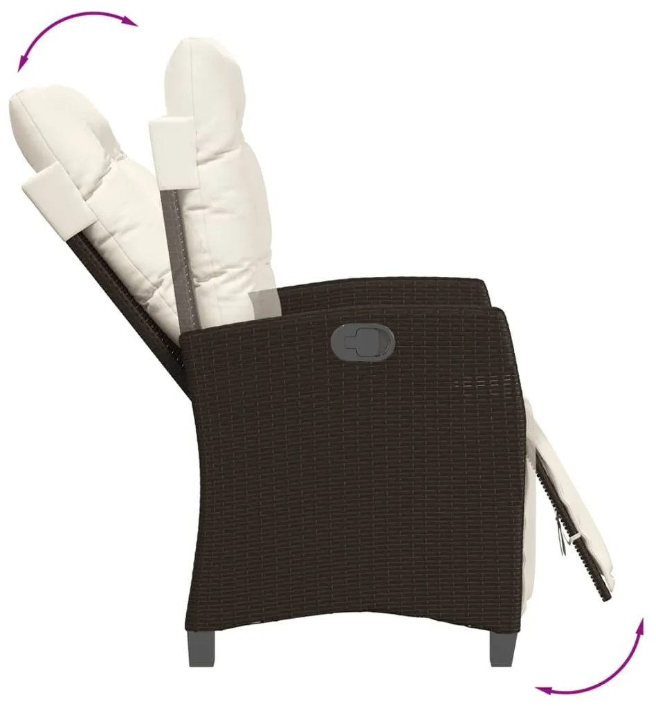 vidaXL Σετ Τραπεζαρίας Κήπου 3 τεμ. Καφέ Συνθετικό Ρατάν με Μαξιλάρια