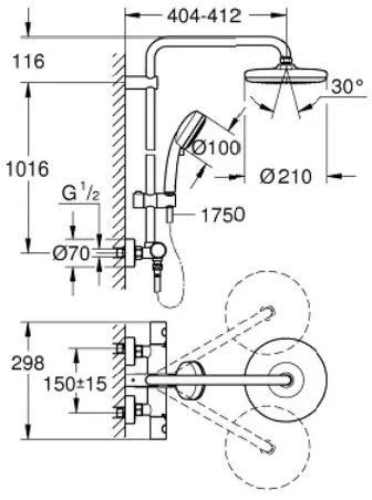 Σύστημα ντουζ Grohe Tempesta 210