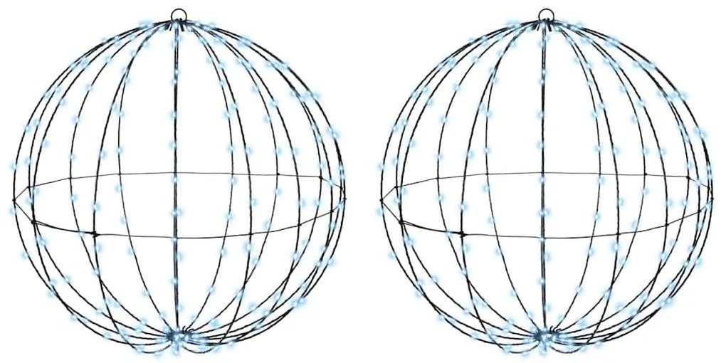 vidaXL Μπάλα με 384 LED 2 pcs Ψυχρό λευκό 60 cm Μέταλλο