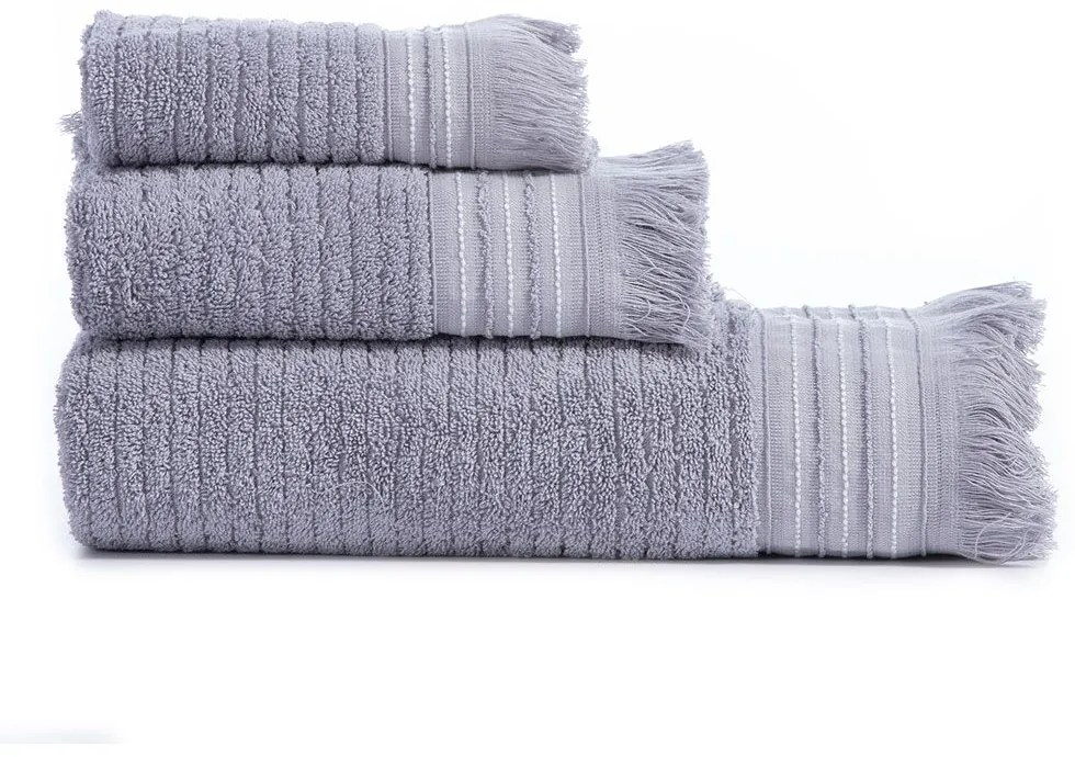 Πετσέτες Satti (Σετ 3τμχ) Grey Nef-Nef Homeware Σετ Πετσέτες 70x140cm 100% Cotton