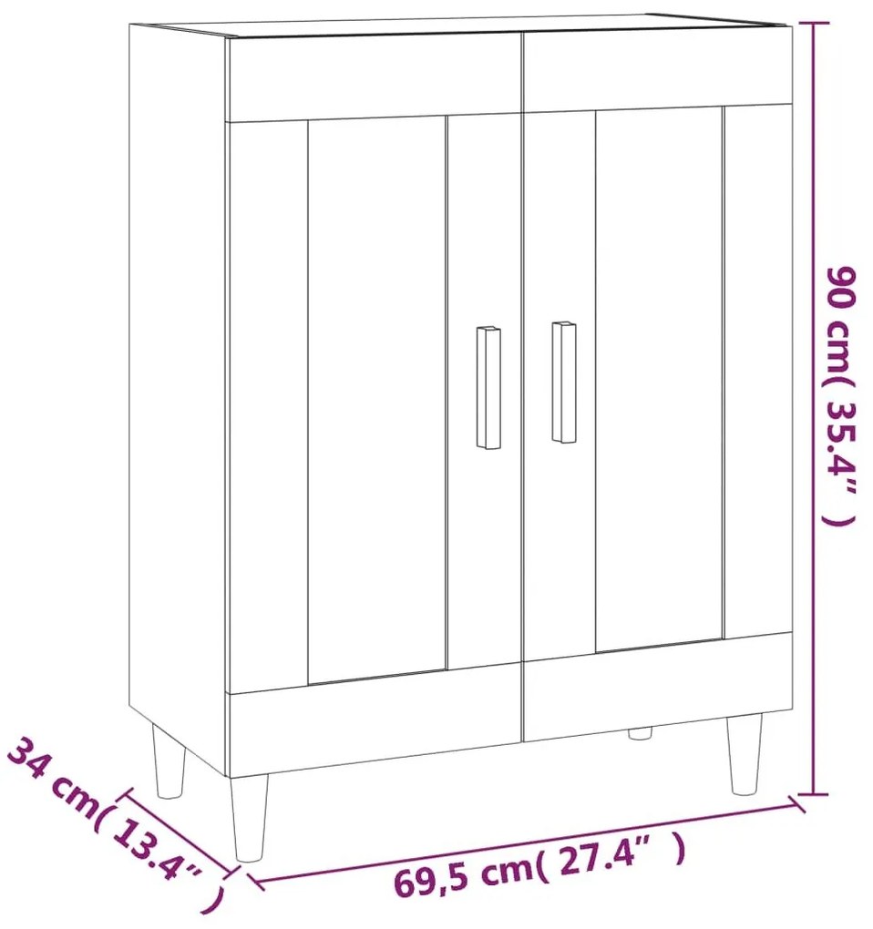 Ντουλάπι Μαύρο 69,5 x 34 x 90 εκ. από Επεξεργασμένο Ξύλο - Μαύρο