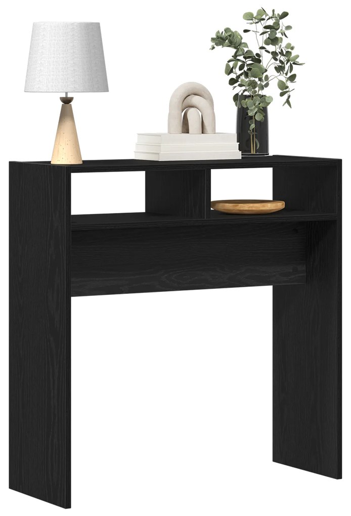 vidaXL Μαύρο Δρυς Τραπέζι Κονσόλας - 78x30x80 εκ. - Φτιαγμένο από Επεξεργασμένο Ξύλο