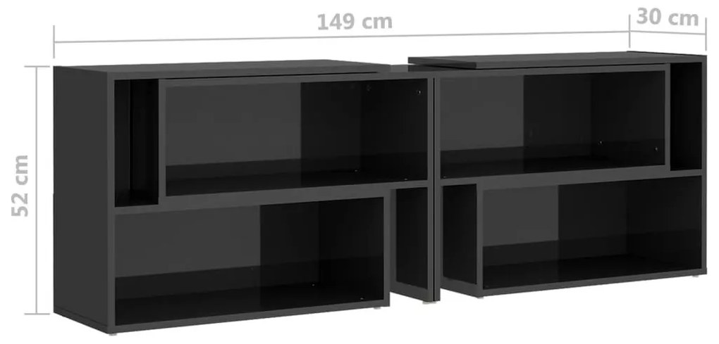 Έπιπλο Τηλεόρασης Γυαλιστερό Γκρι 149x30x52 εκ. Επεξ. Ξύλο - Γκρι