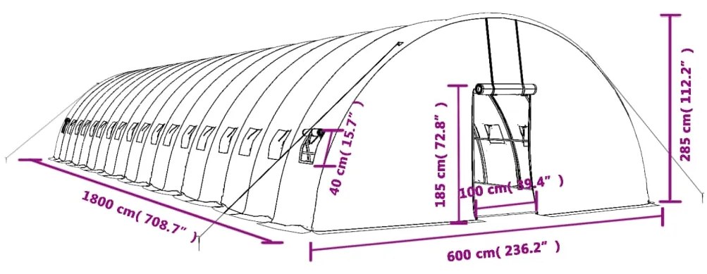 Θερμοκήπιο με Ατσάλινο Πλαίσιο Λευκό 108 μ² 18 x 6 x 2,85 μ. - Λευκό