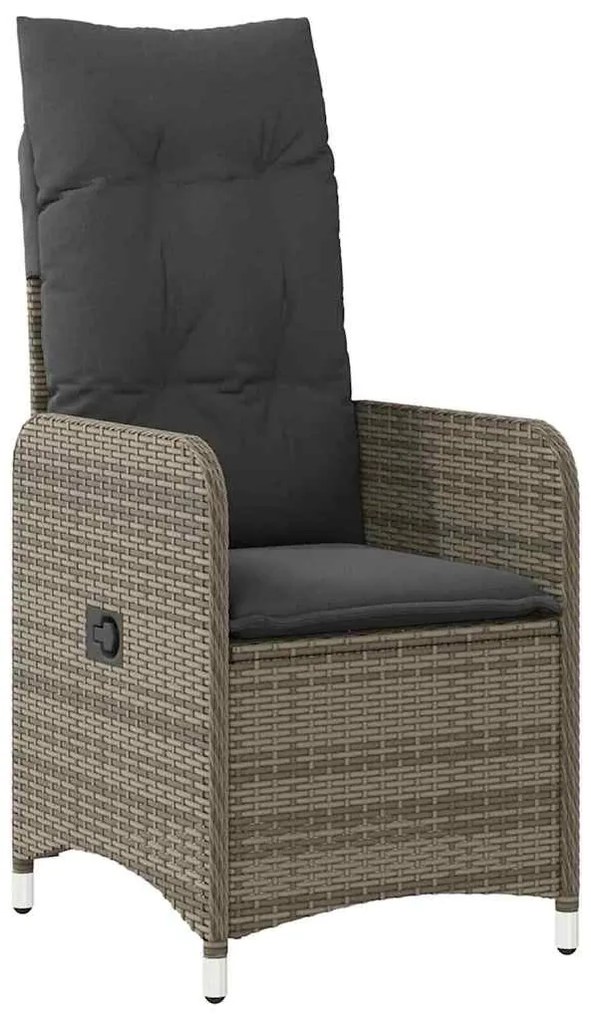 vidaXL Σέτ φαγητού για κήπο με μαξιλάρι 7 pcs Γκρι Πολυ ράταν