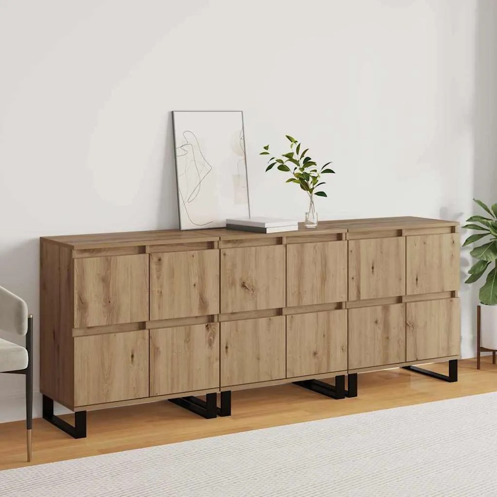 vidaXL Παραδοσιακά Πλευρικά Έπιπλα 3 pcs artisan δρυς 180 x 35 x 70 εκ