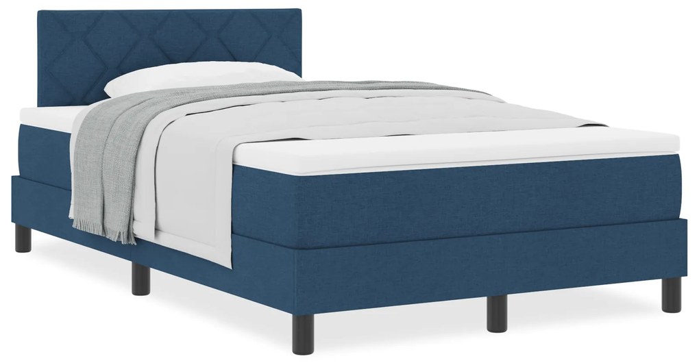 vidaXL Κρεβάτι Box Spring με Στρώμα Μπλε 120x200 εκ. Υφάσματος