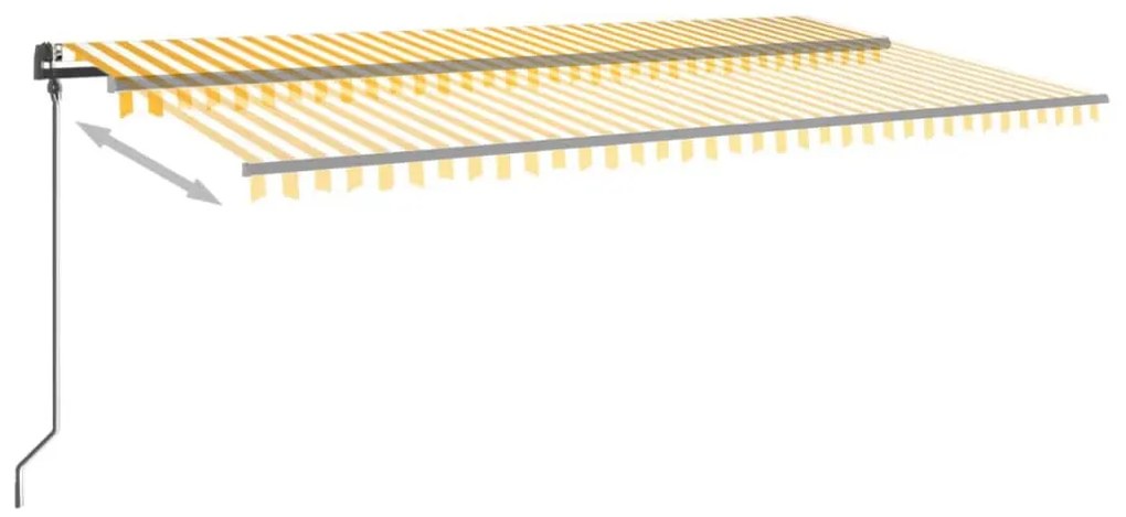 vidaXL Τέντα Αυτόματη με LED & Αισθητήρα Ανέμου Κίτρινη/Λευκή 6 x 3 μ.